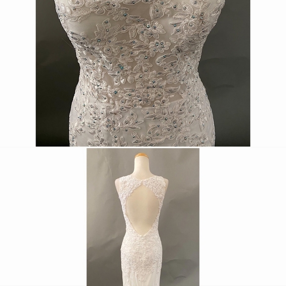 Bridal White Gown with Lace Details - Picture 1 of 9